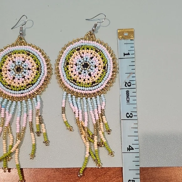 Bohemian Beaded Fringe Earrings - Picture 3 of 4